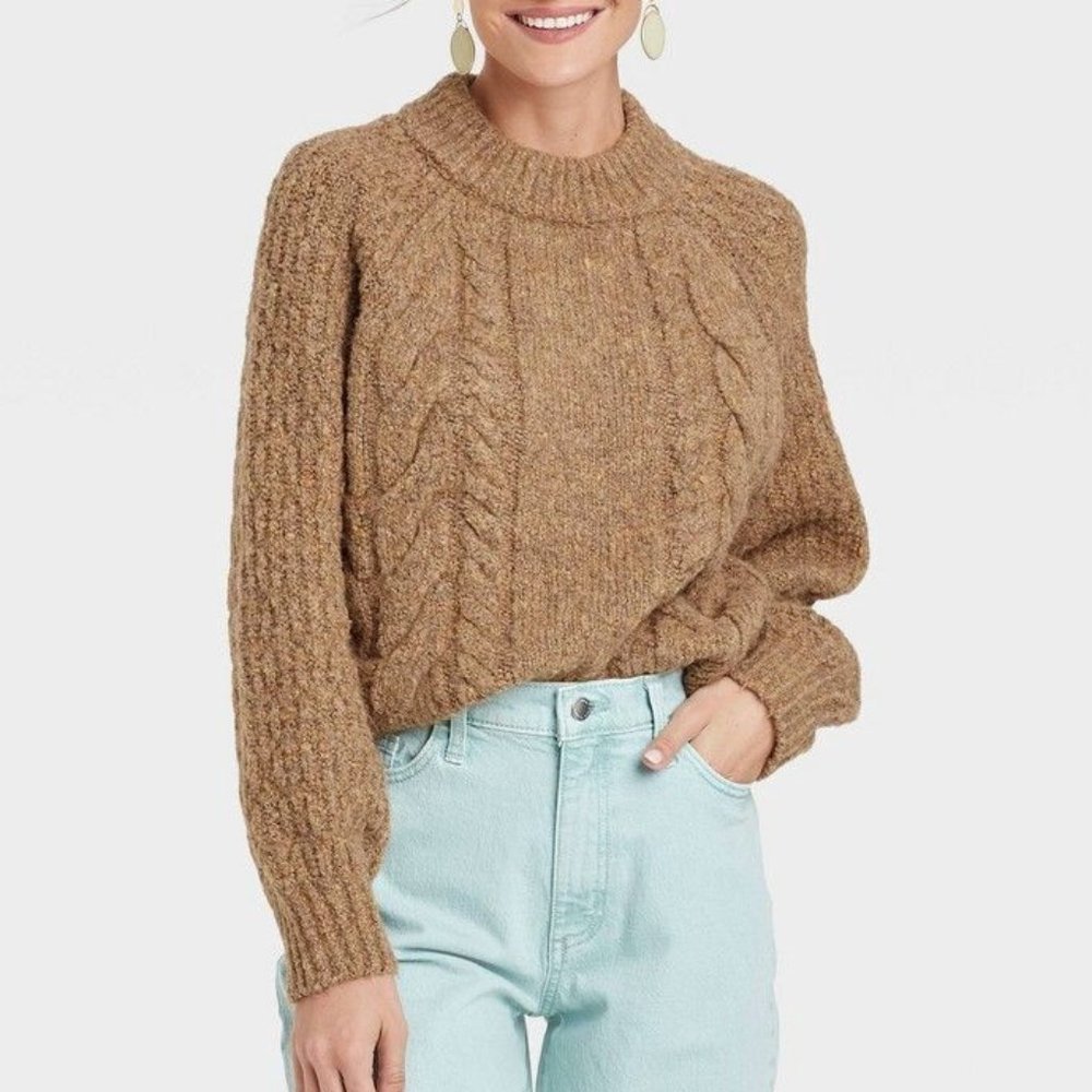 Women's Mock Turtleneck Pullover Sweater - Universal Thread Brown